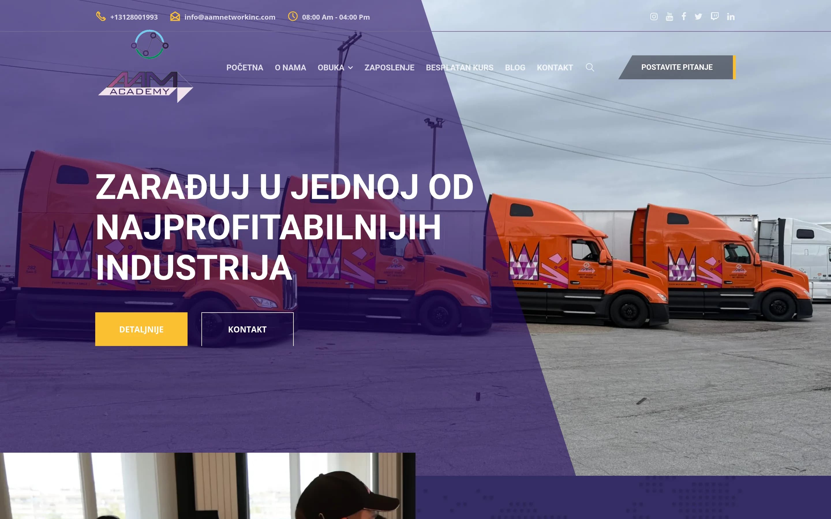 Sajt AAM Srbija — screenshot početne stranice koju je izradio StartUp Solutions