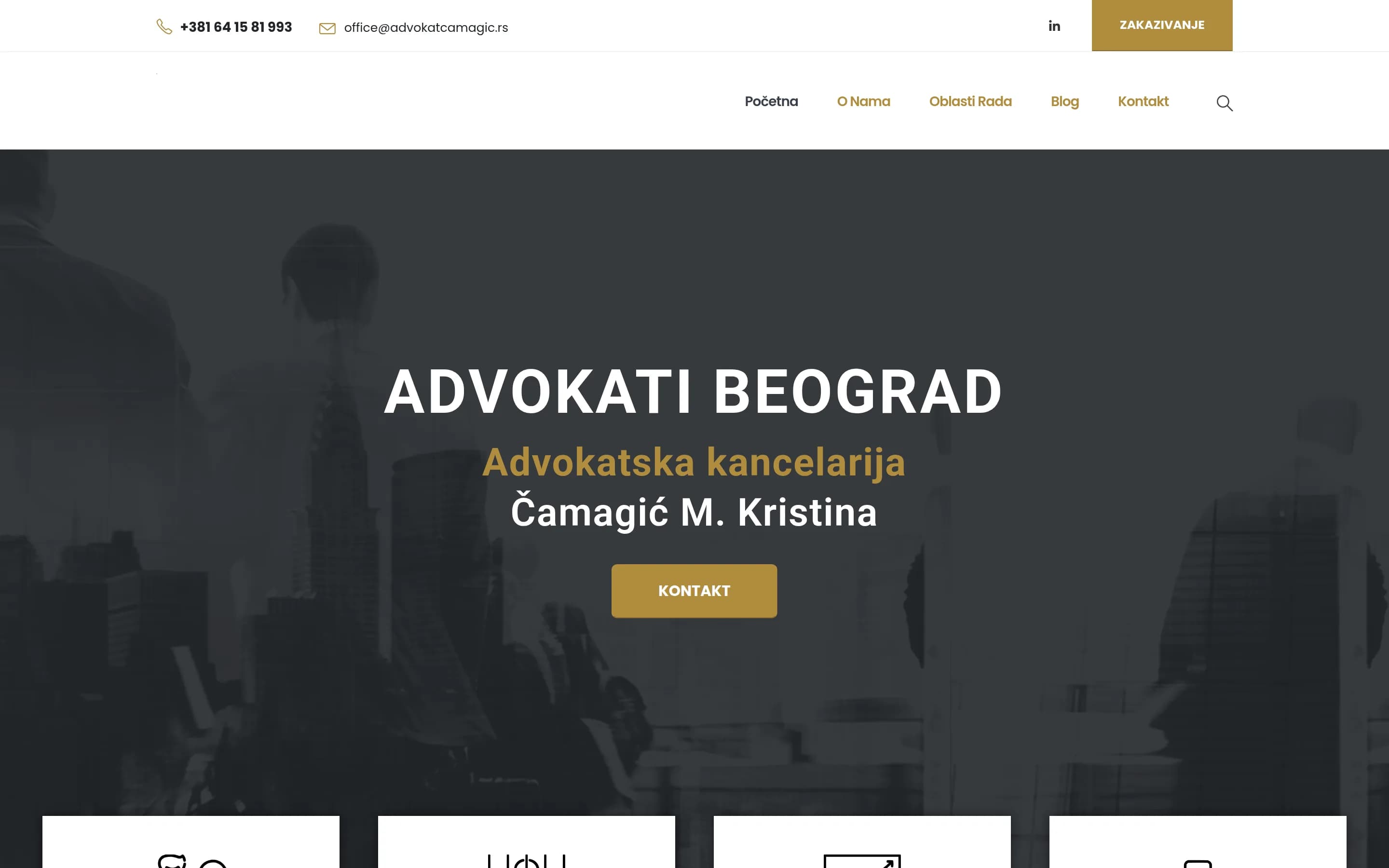 Sajt Advokatska kancelarija Čamagić — screenshot početne stranice koju je izradio StartUp Solutions