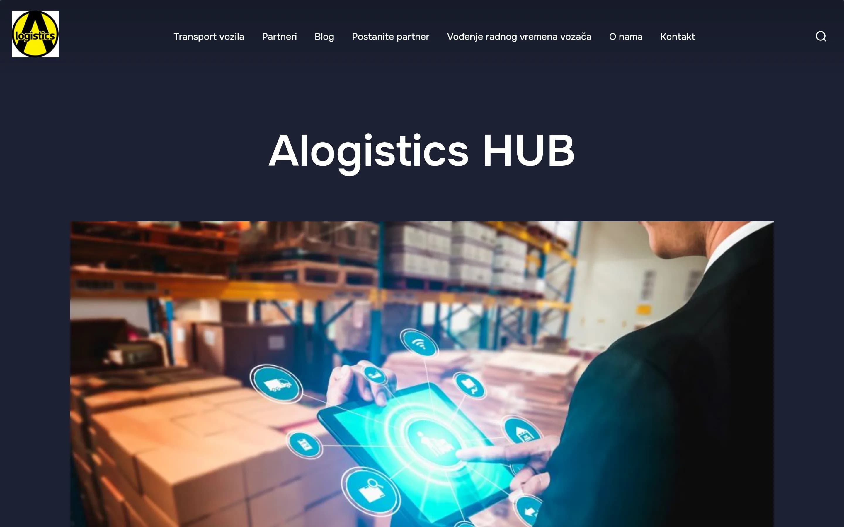 Sajt Alogistics — screenshot početne stranice koju je izradio StartUp Solutions