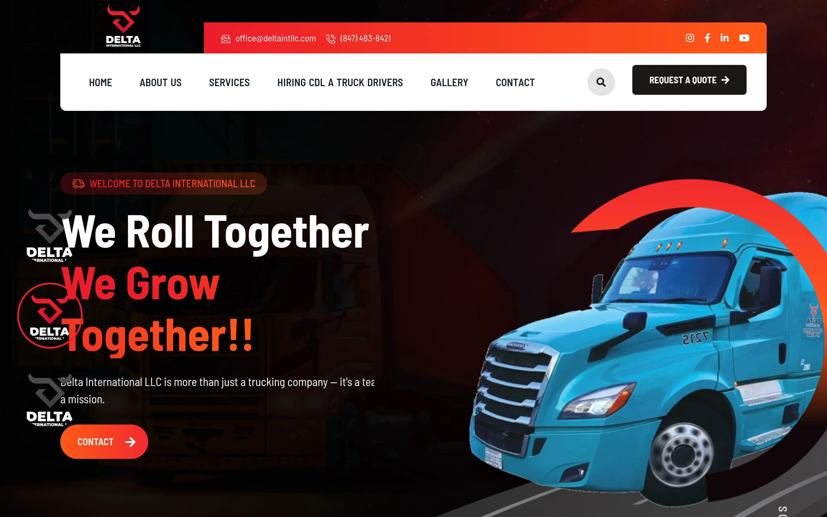 Sajt Delta International LLC — screenshot početne stranice koju je izradio StartUp Solutions