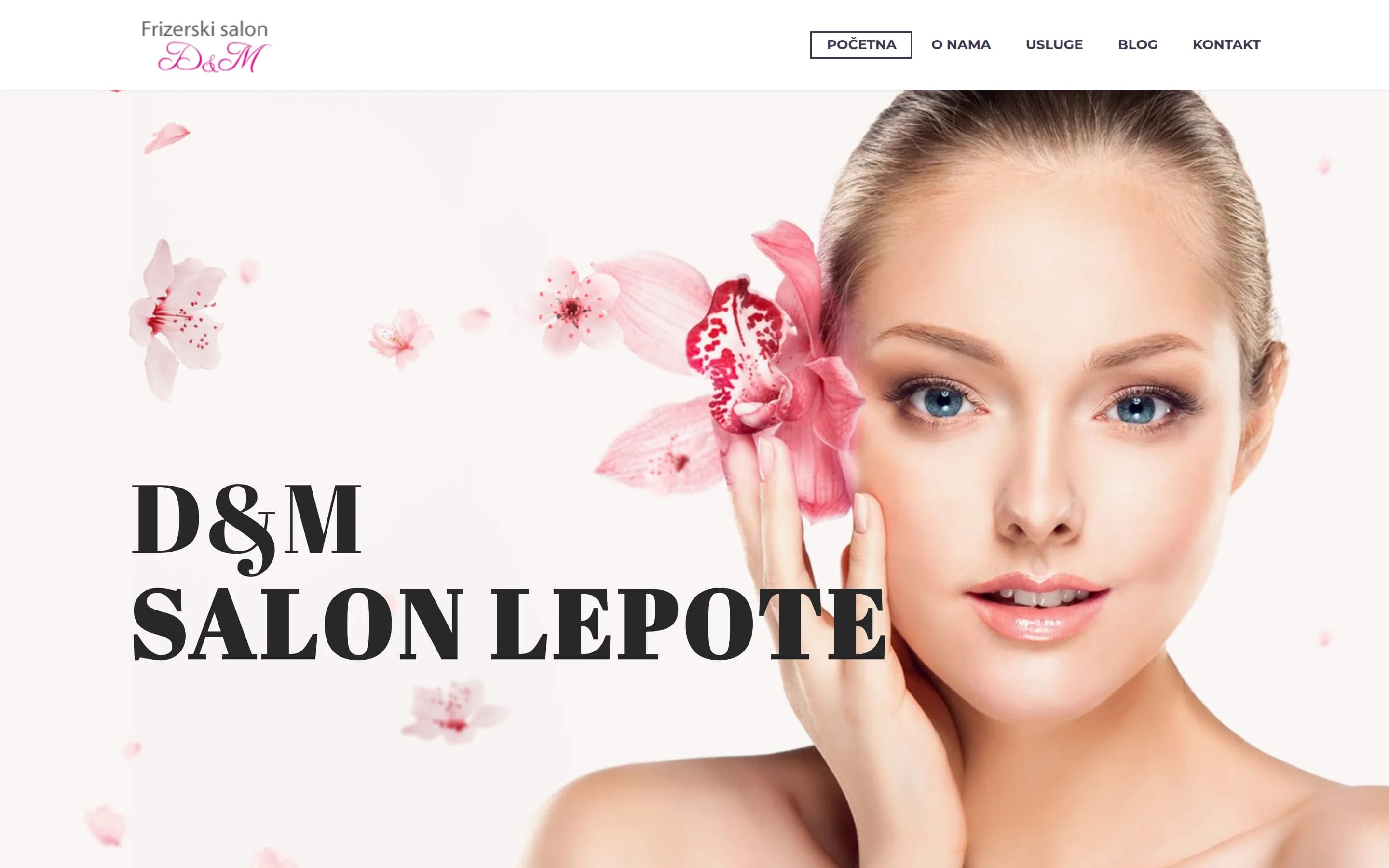 Sajt DM salon lepote Pančevo — screenshot početne stranice koju je izradio StartUp Solutions