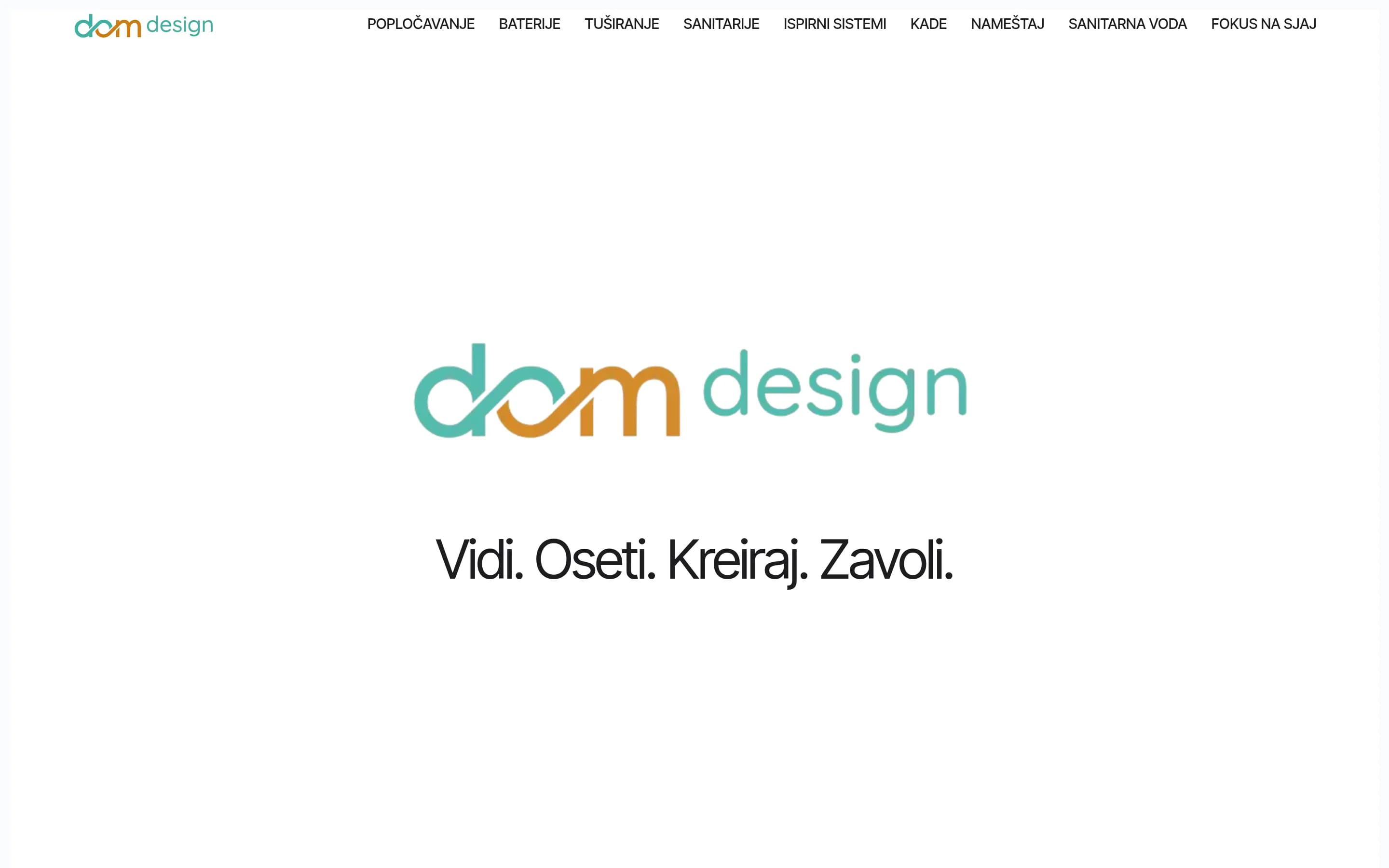 Sajt Dom Desing Zrenjanin — screenshot početne stranice koju je izradio StartUp Solutions
