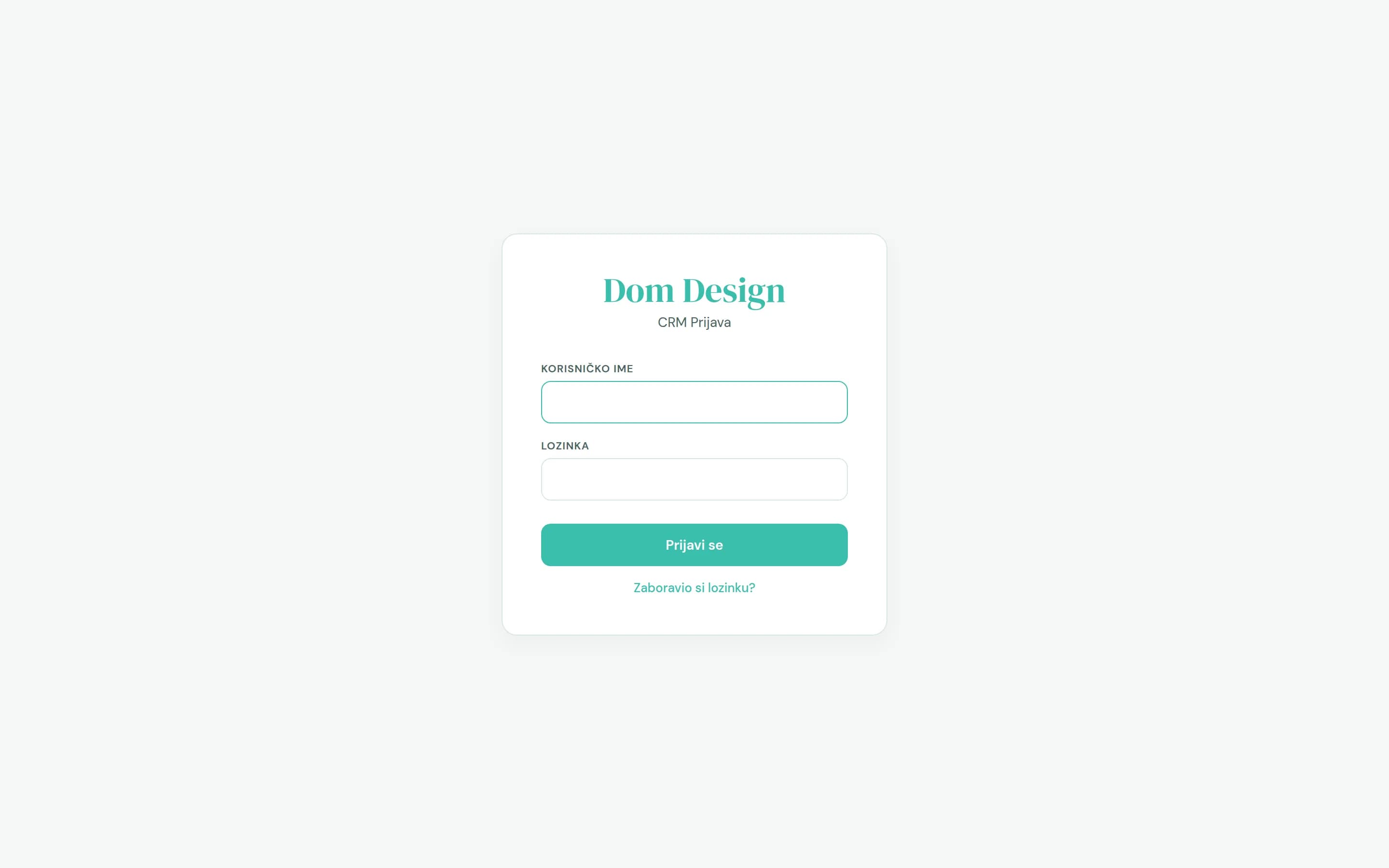 Sajt Dom Design CRM — screenshot početne stranice koju je izradio StartUp Solutions
