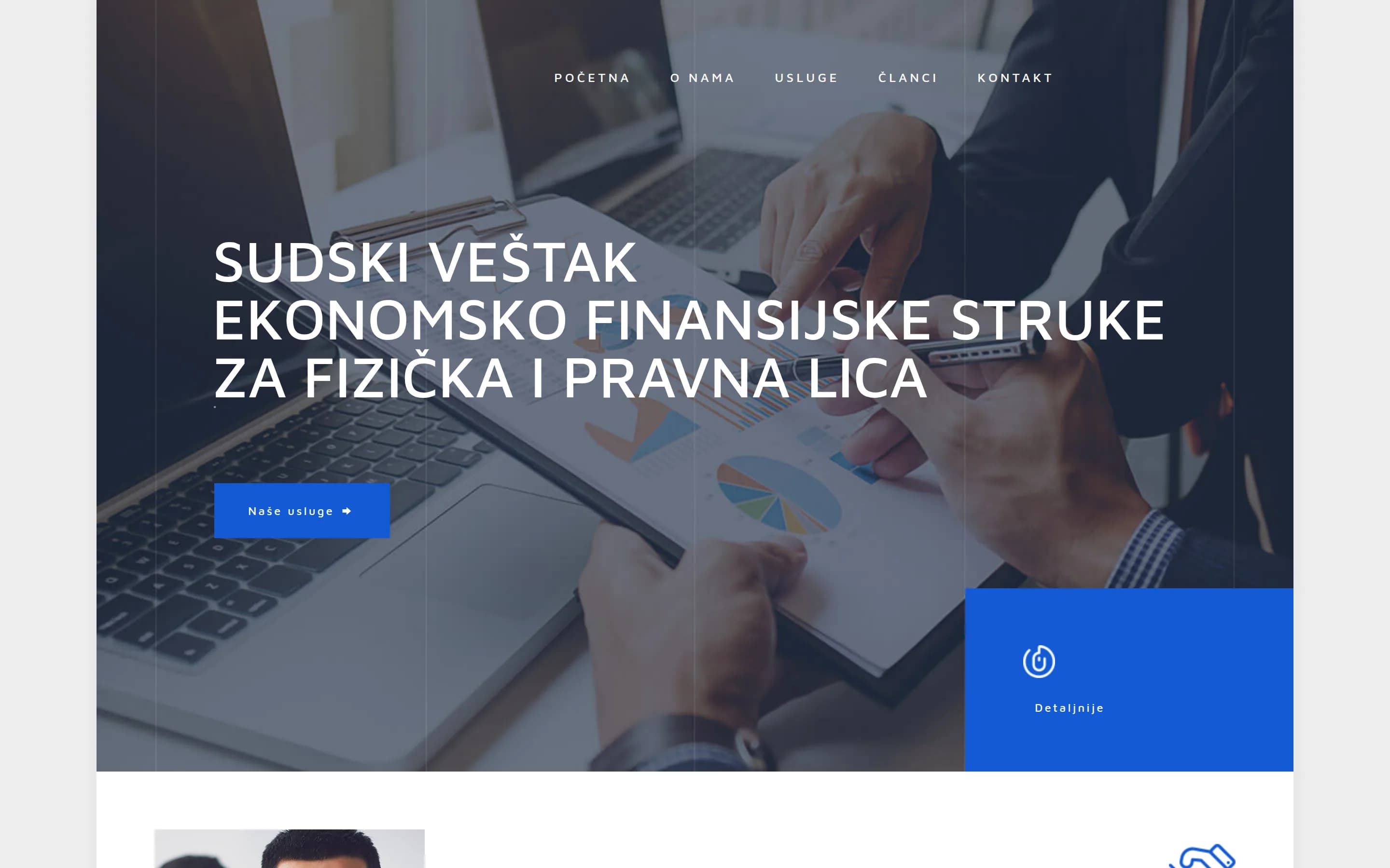 Sajt Ekonomsko veštačenje — screenshot početne stranice koju je izradio StartUp Solutions