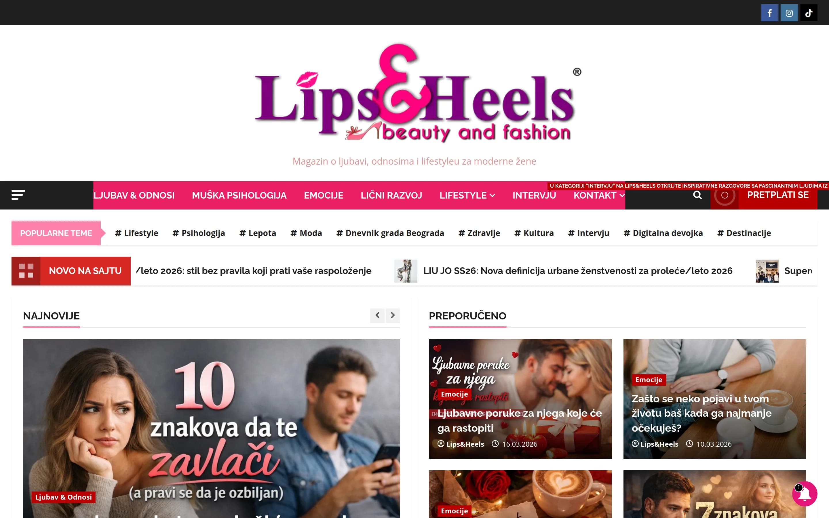 Sajt Lepota i zdravlje — screenshot početne stranice koju je izradio StartUp Solutions