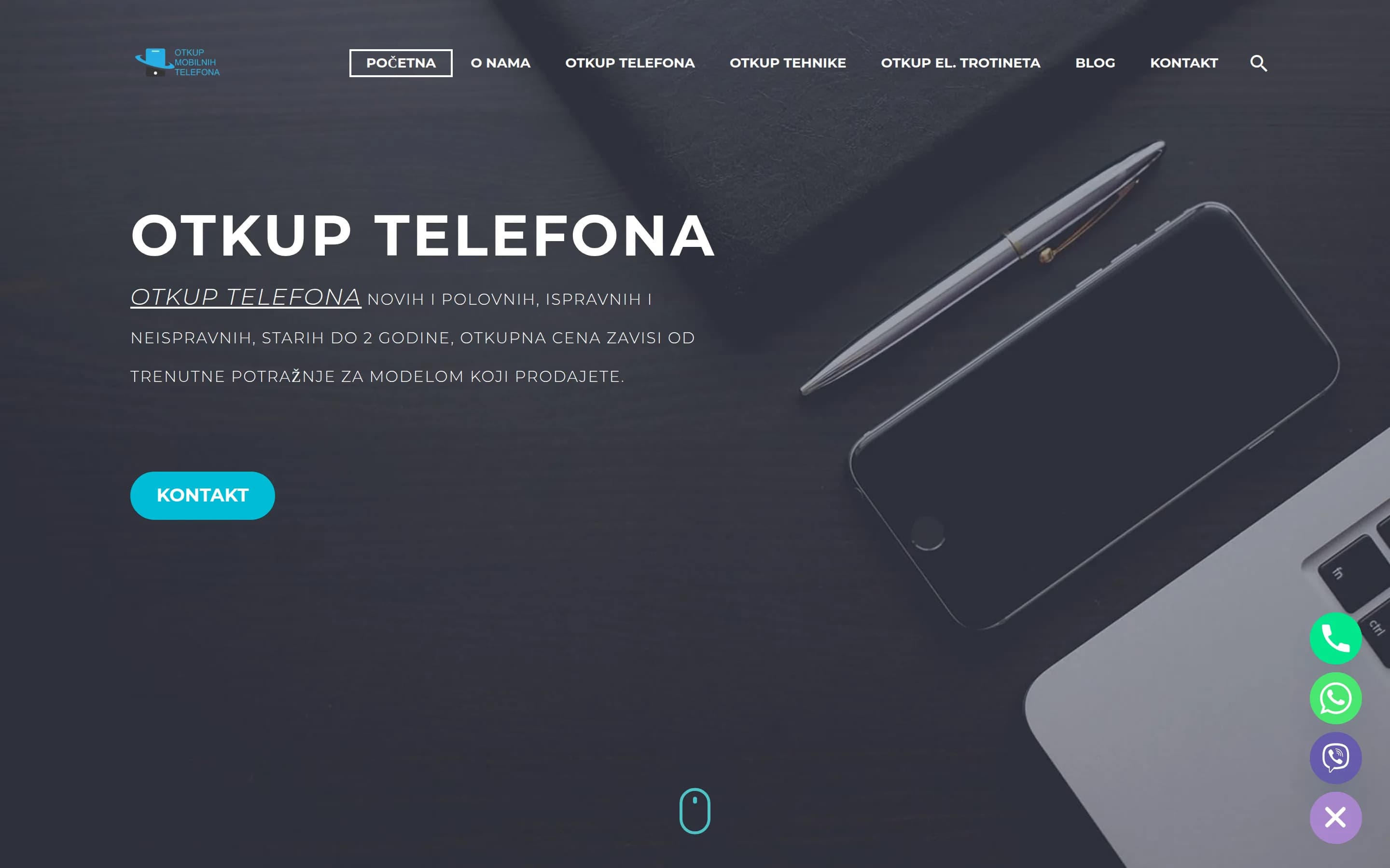 Sajt Otkup telefona — screenshot početne stranice koju je izradio StartUp Solutions