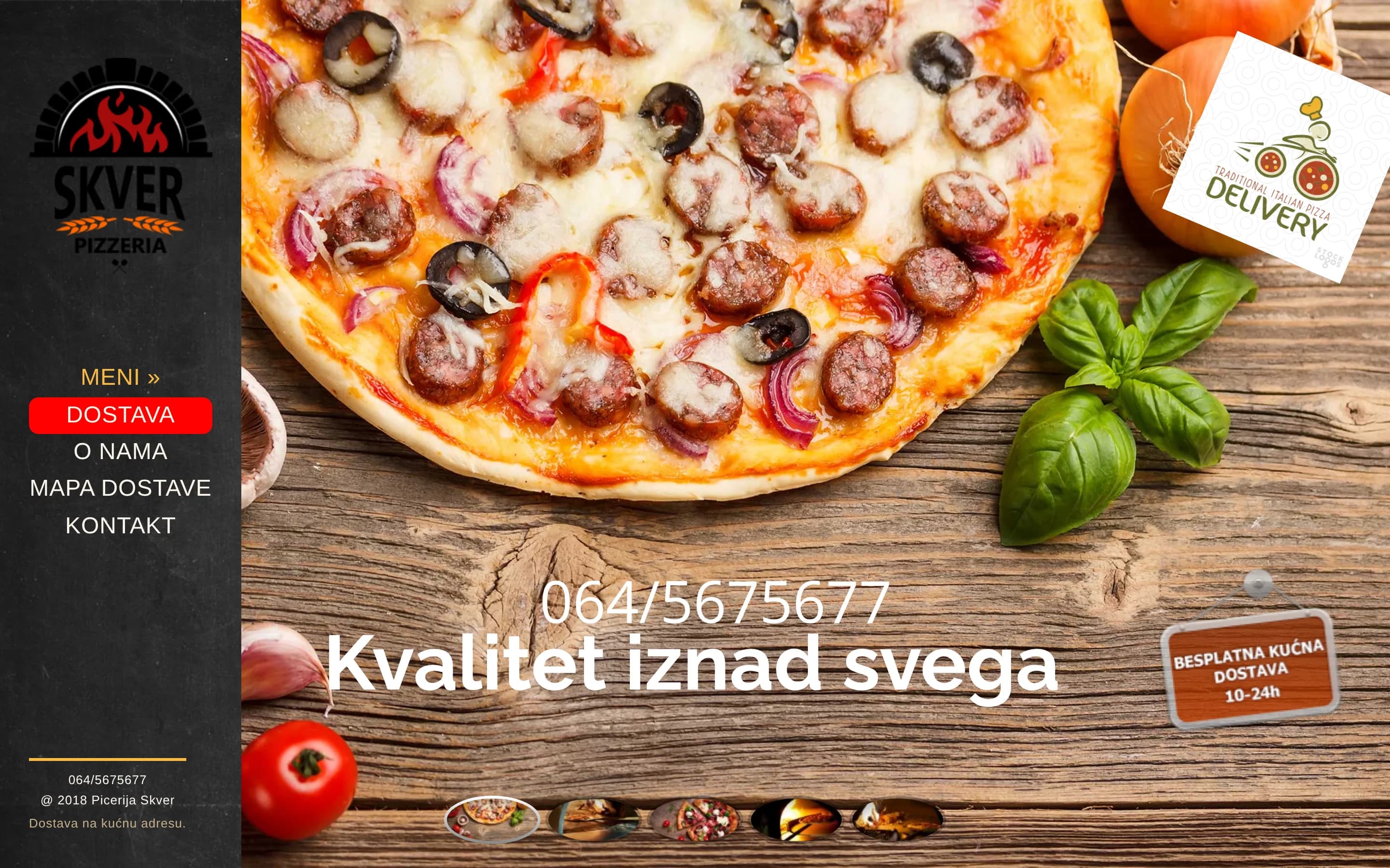 Sajt Pica Dostava — screenshot početne stranice koju je izradio StartUp Solutions