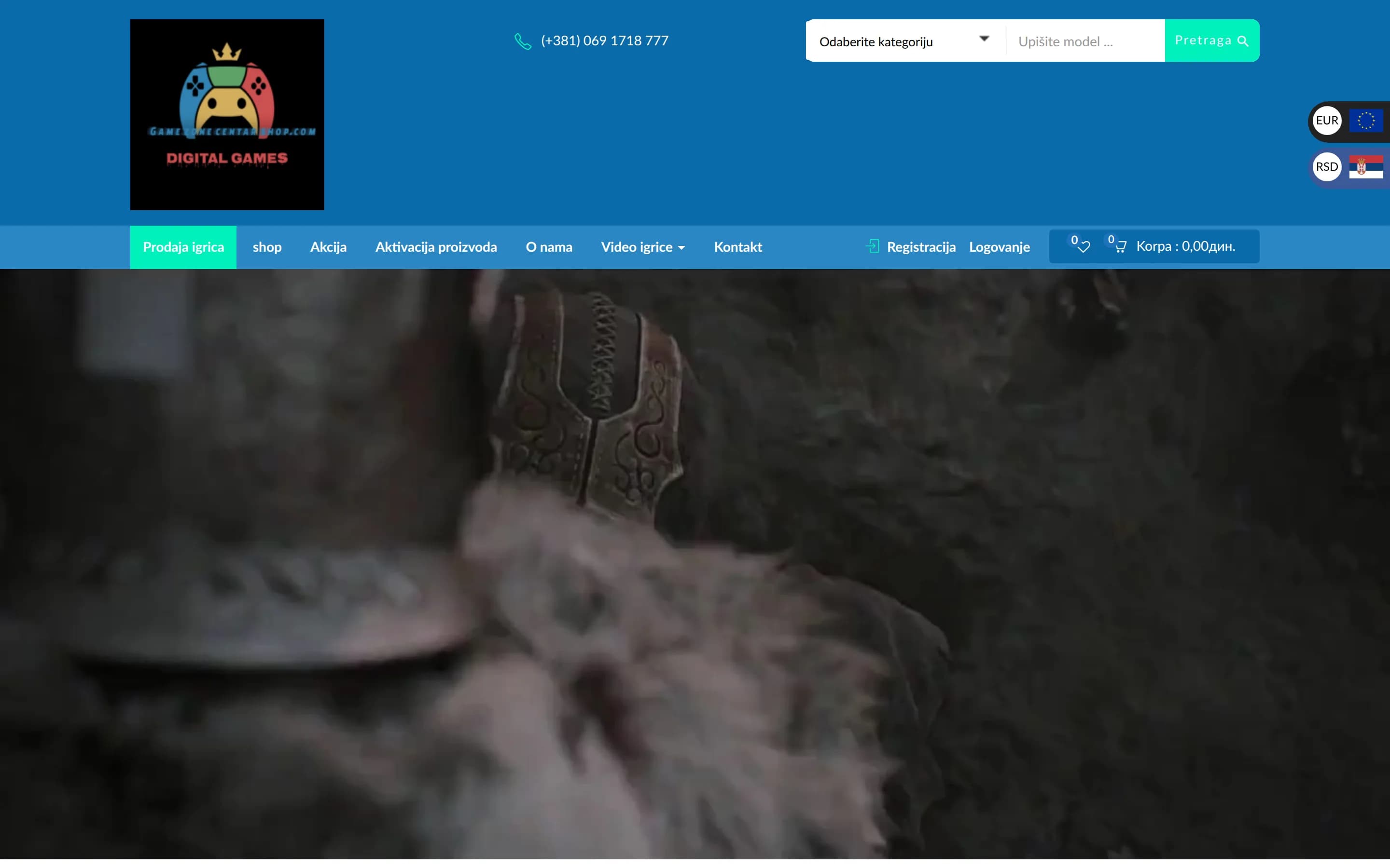 Sajt Prodaja igrica — screenshot početne stranice koju je izradio StartUp Solutions