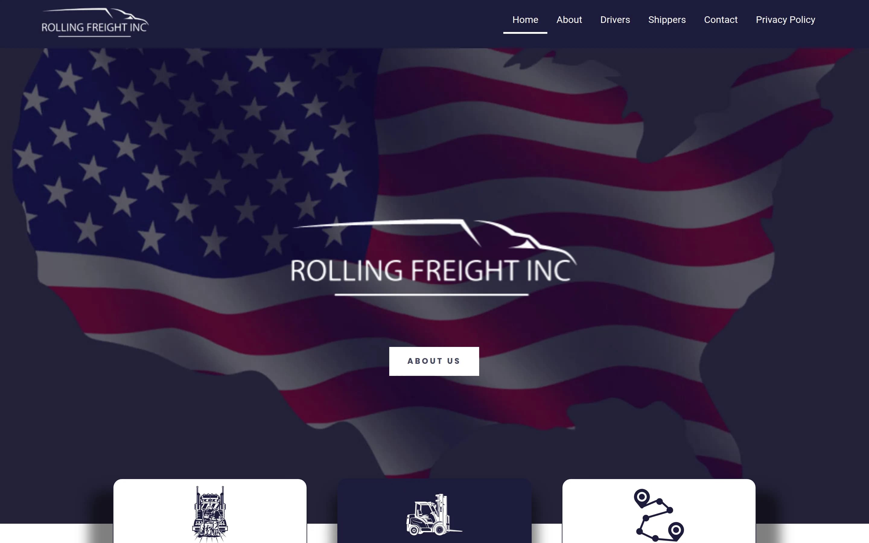 Sajt Rolling Freight Inc — screenshot početne stranice koju je izradio StartUp Solutions